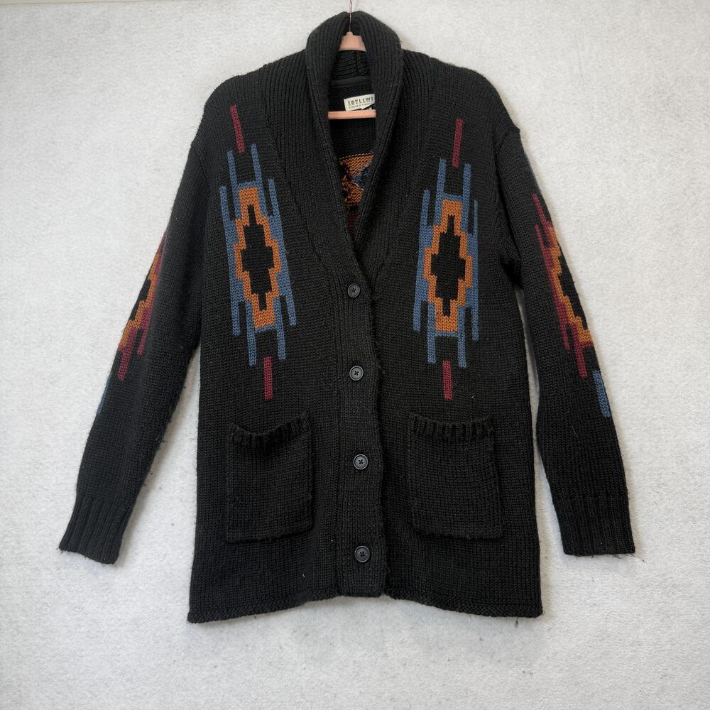 Idyllwind Cardigan Sweater Womens Medium Black Aztec Western Button Front Knit